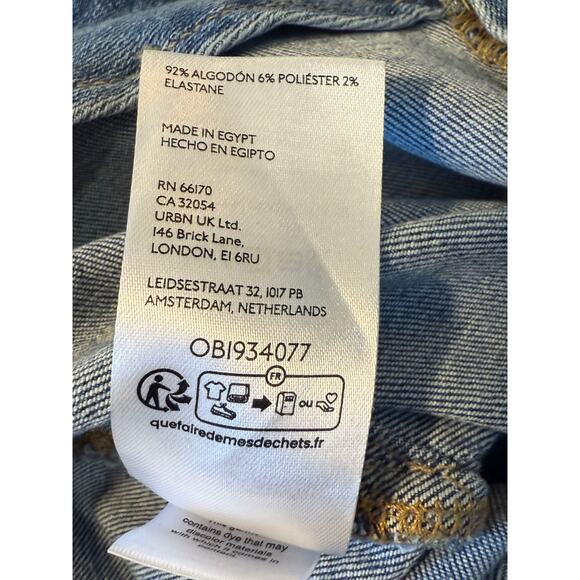 We The Free by Free People Flare Jeans Women’s 33 Blue Raw Hem Y2K 90s Style - Picture 5 of 9